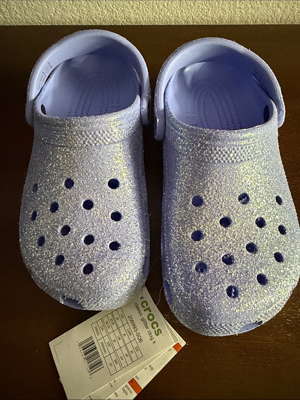 CROCS Kids Glitter Clog in Lavender Sparkle